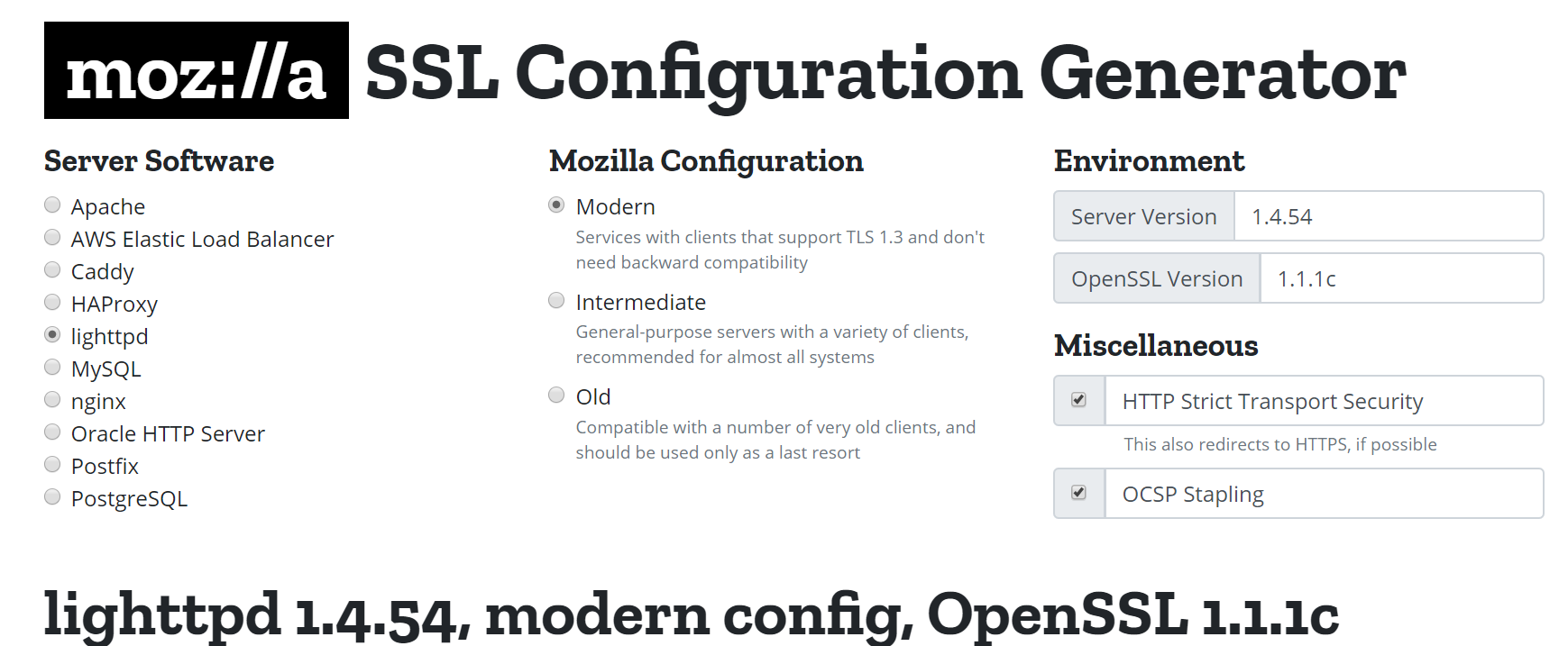 Mozilla's TLS configurator