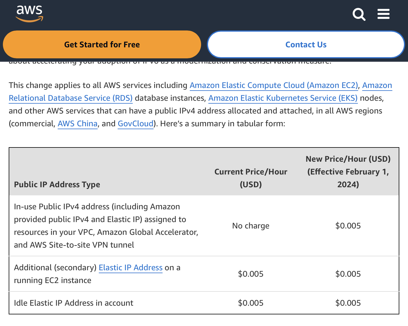 AWS pricing