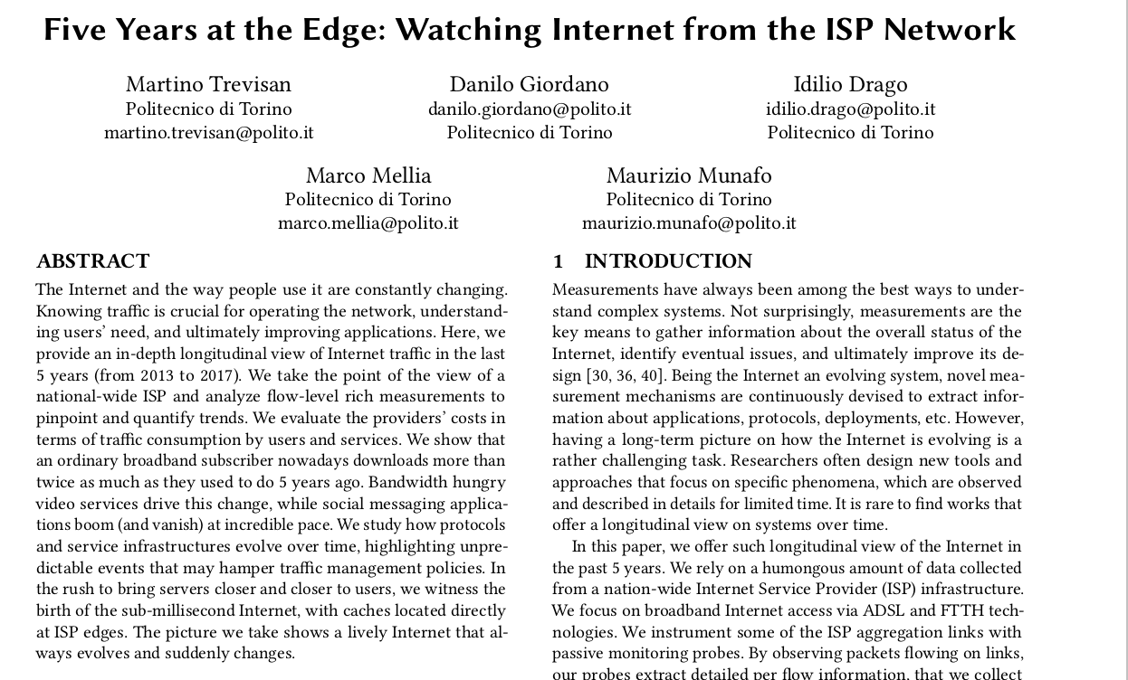 Five Years at the Edge: Watching Internet from the ISP Network